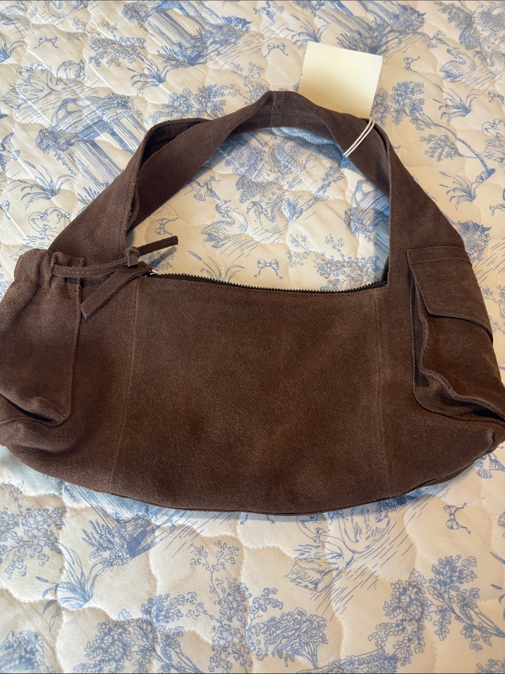We The Free Dark Brown Suede Shoulder Bag with Wide Strap - Picture 1 of 2
